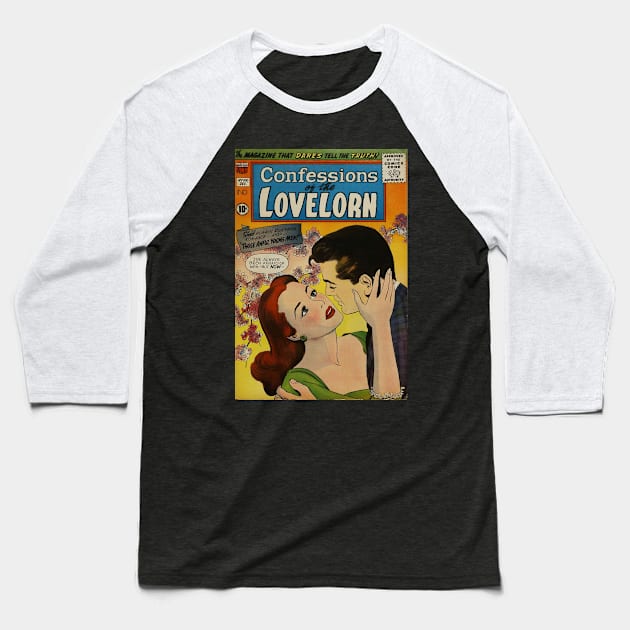 Vintage Romance Comic Book Cover - Confessions of the Lovelorn Baseball T-Shirt by Slightly Unhinged